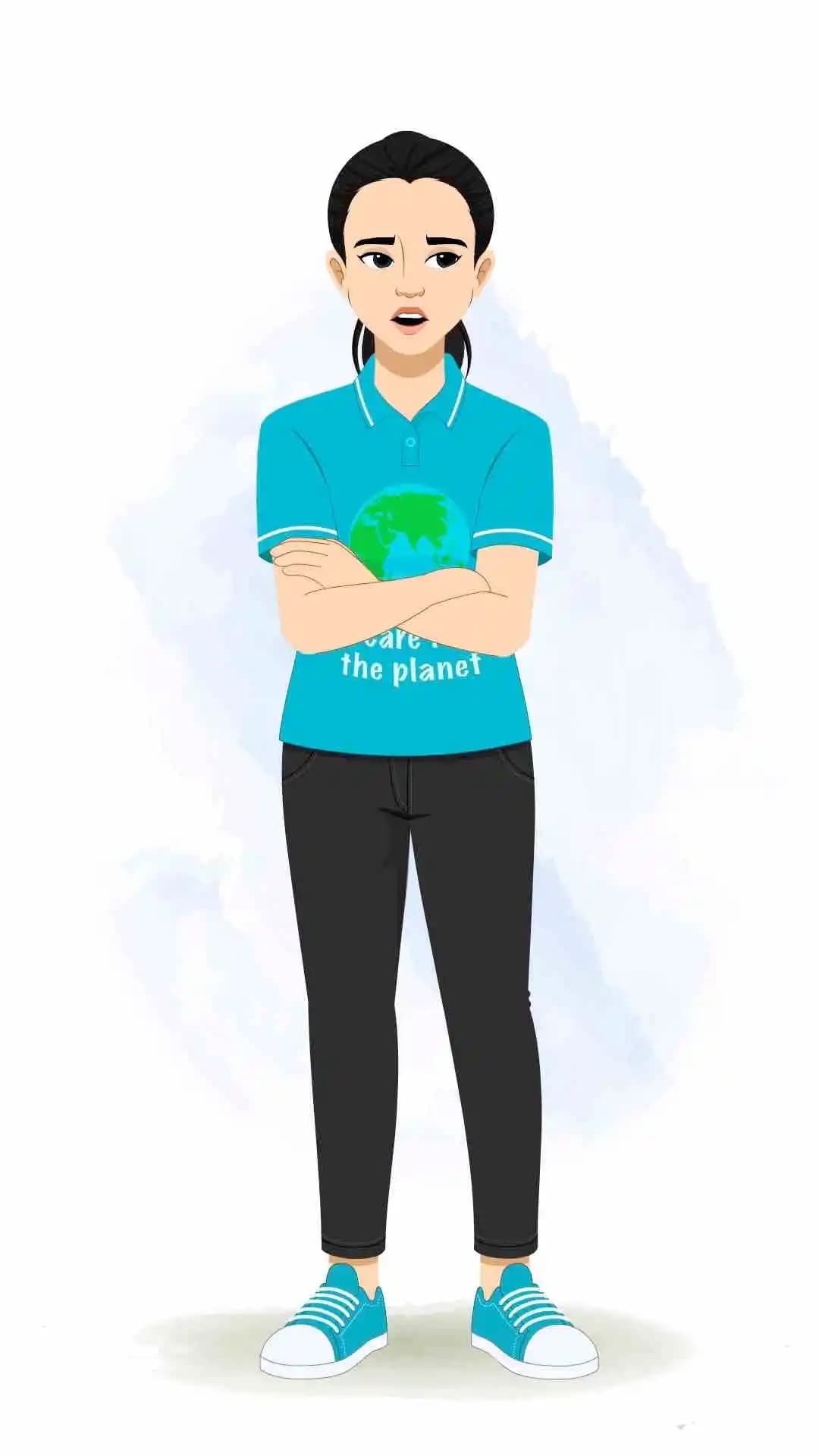 a young girl front annoyed pose animated cartoon character aka srishti