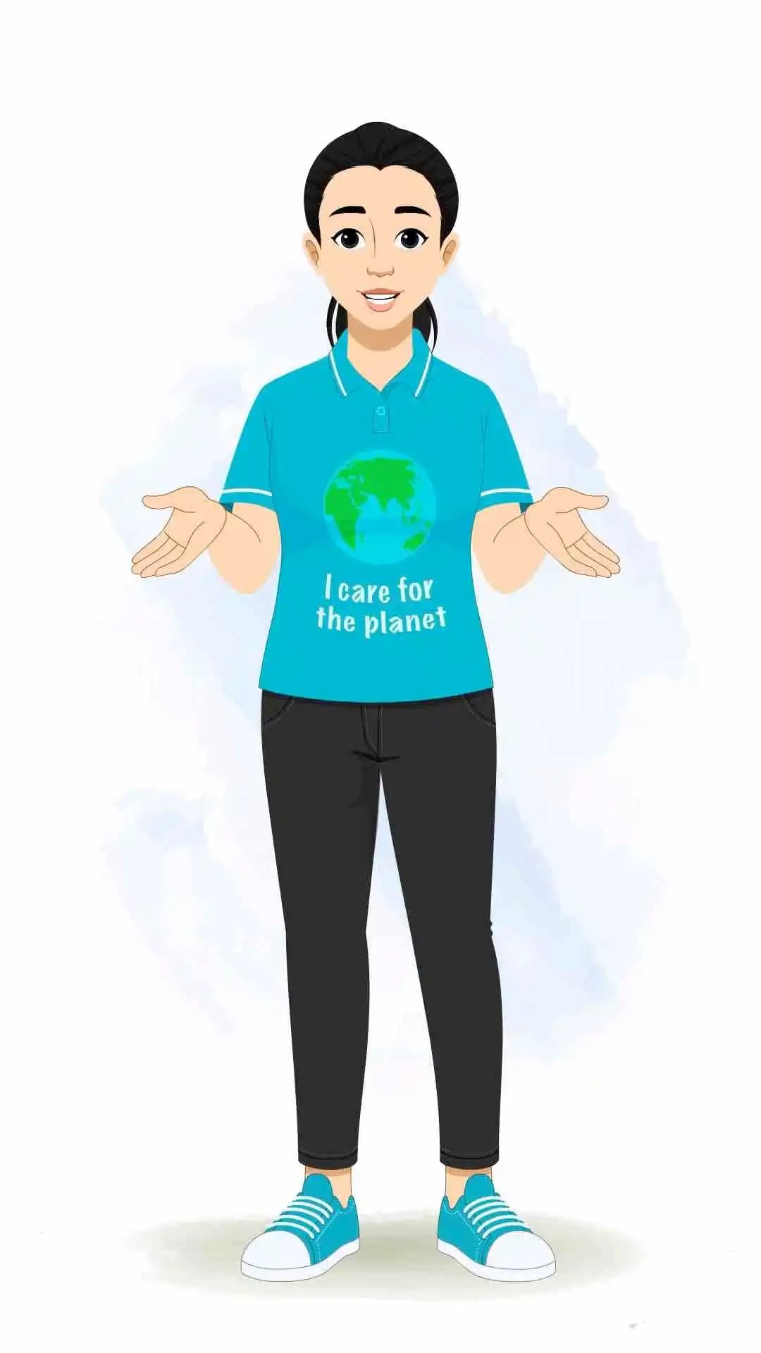 a young girl front talk pose animated cartoon character aka srishti