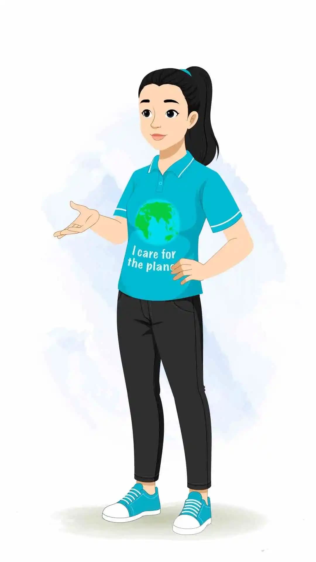 a young girl onethird talking pose animated cartoon character aka srishti