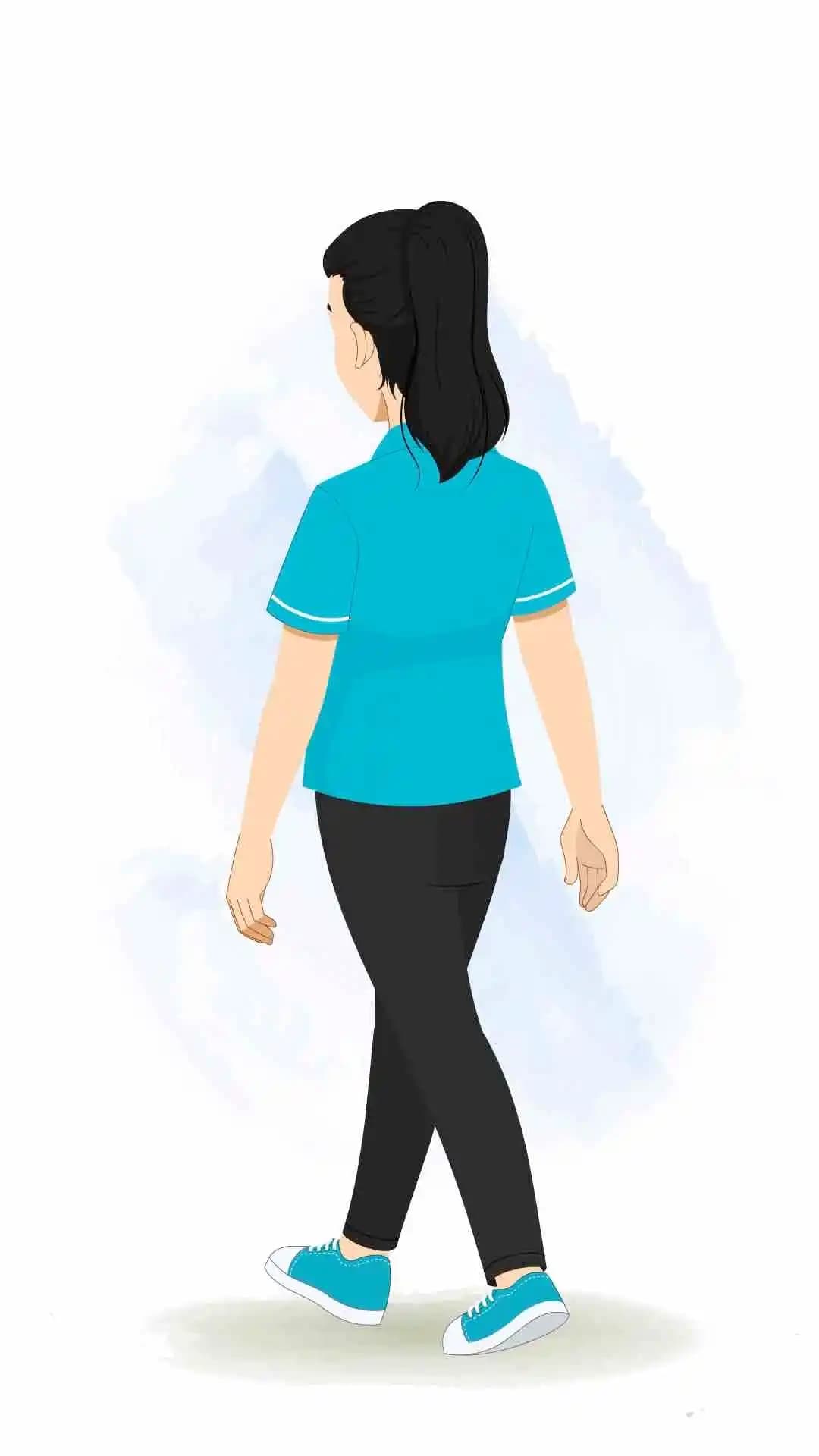 a young girl backside walking pose animated cartoon character aka srishti