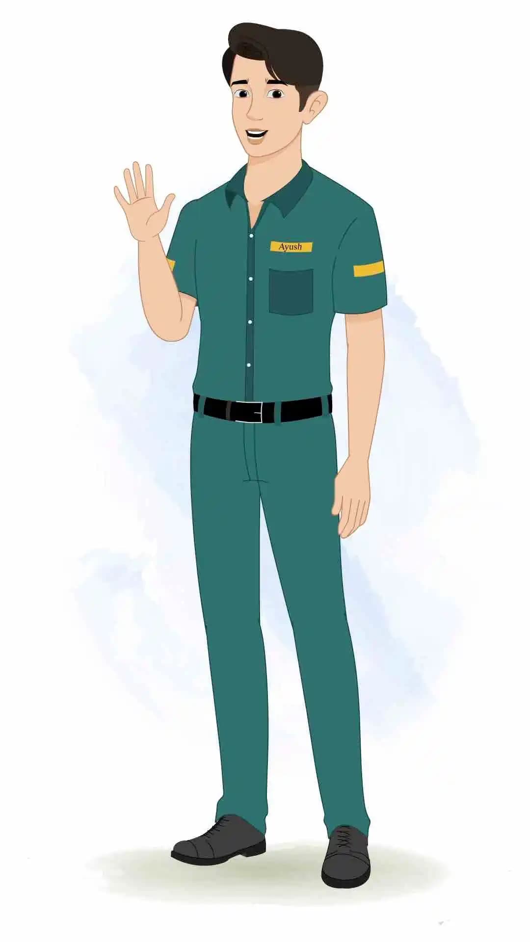 A paramedic man saying hii animated cartoon character aka ben tennyson