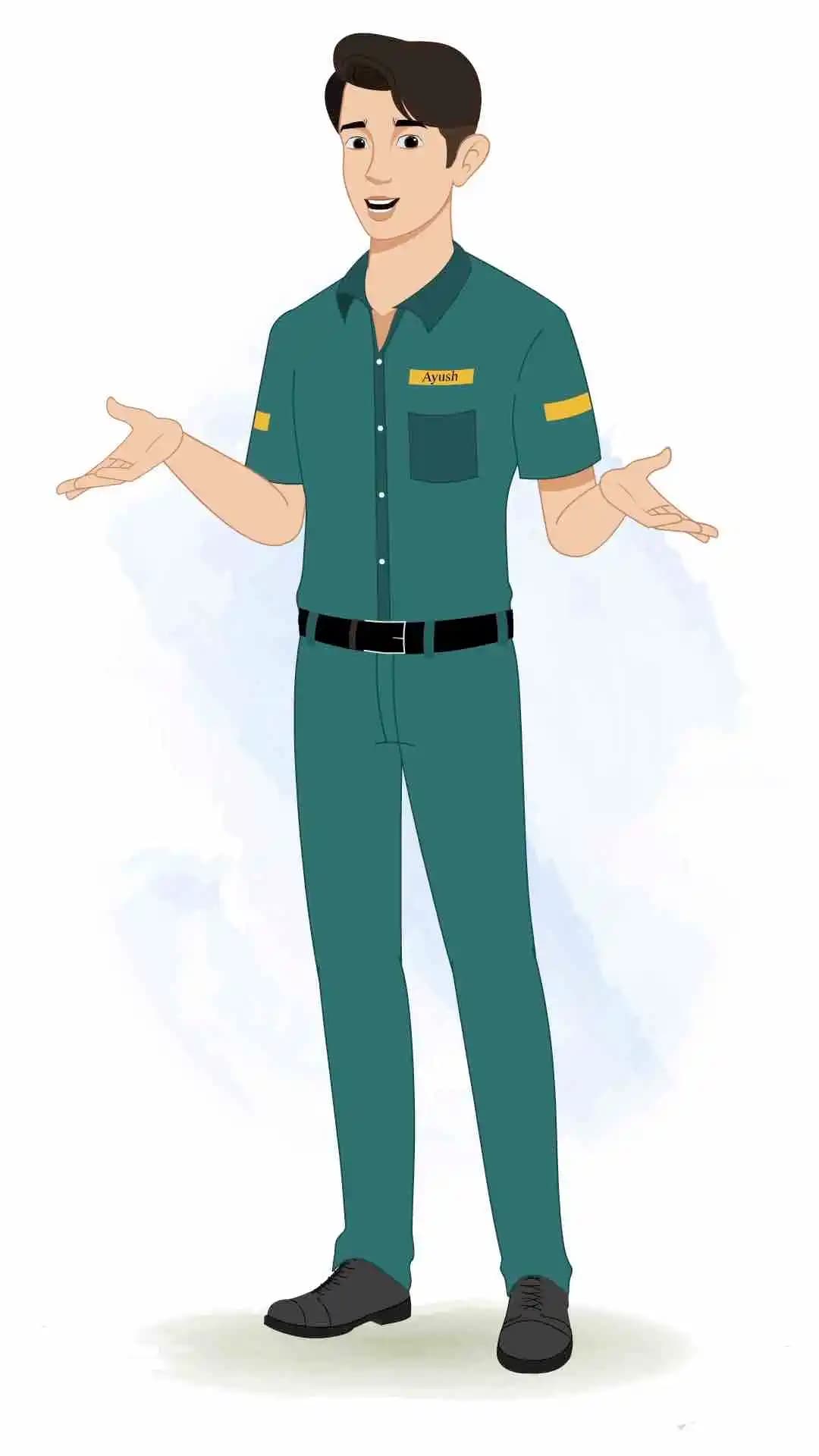 A paramedic man talking pose animated cartoon character aka ben tennyson