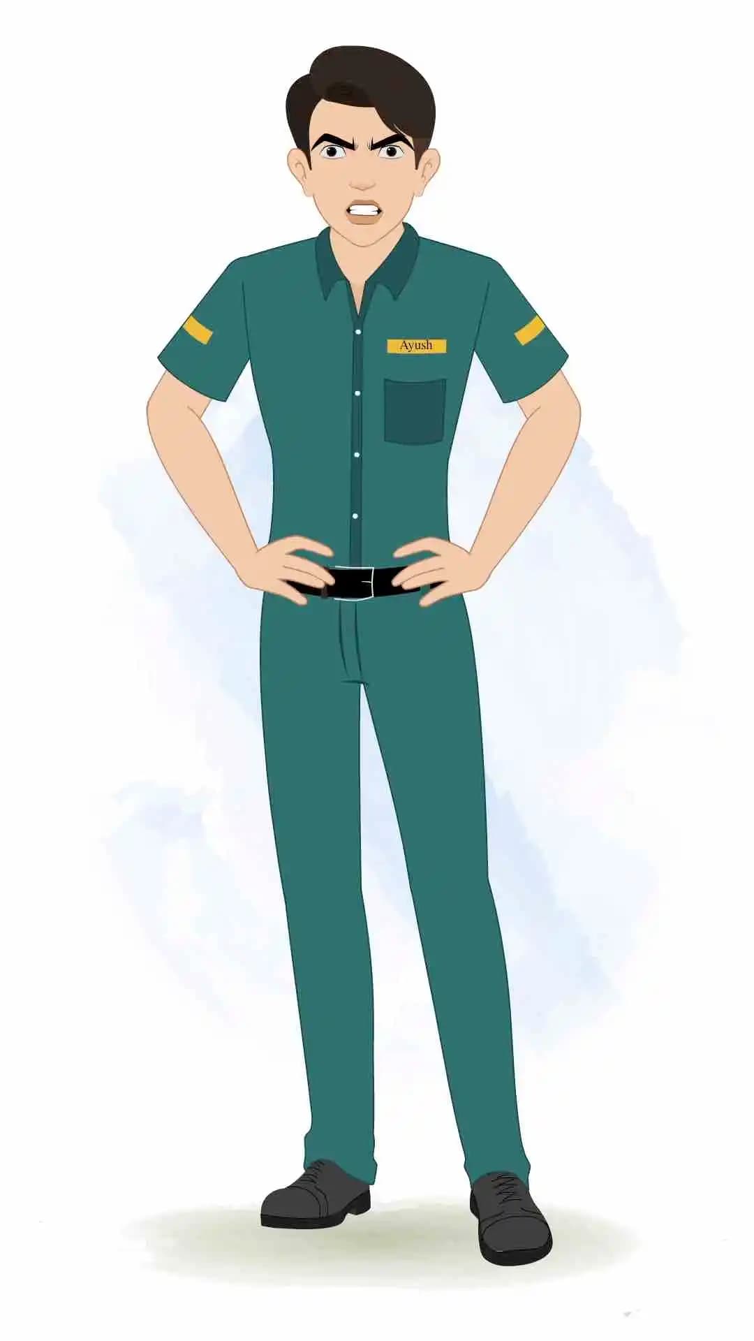 A paramedic man angry pose animated cartoon character aka ben tennyson