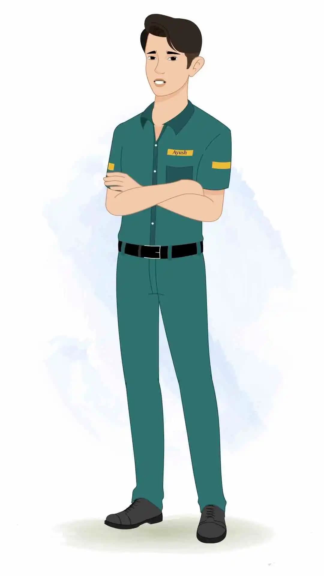 A paramedic man annoyed pose animated cartoon character aka ben tennyson