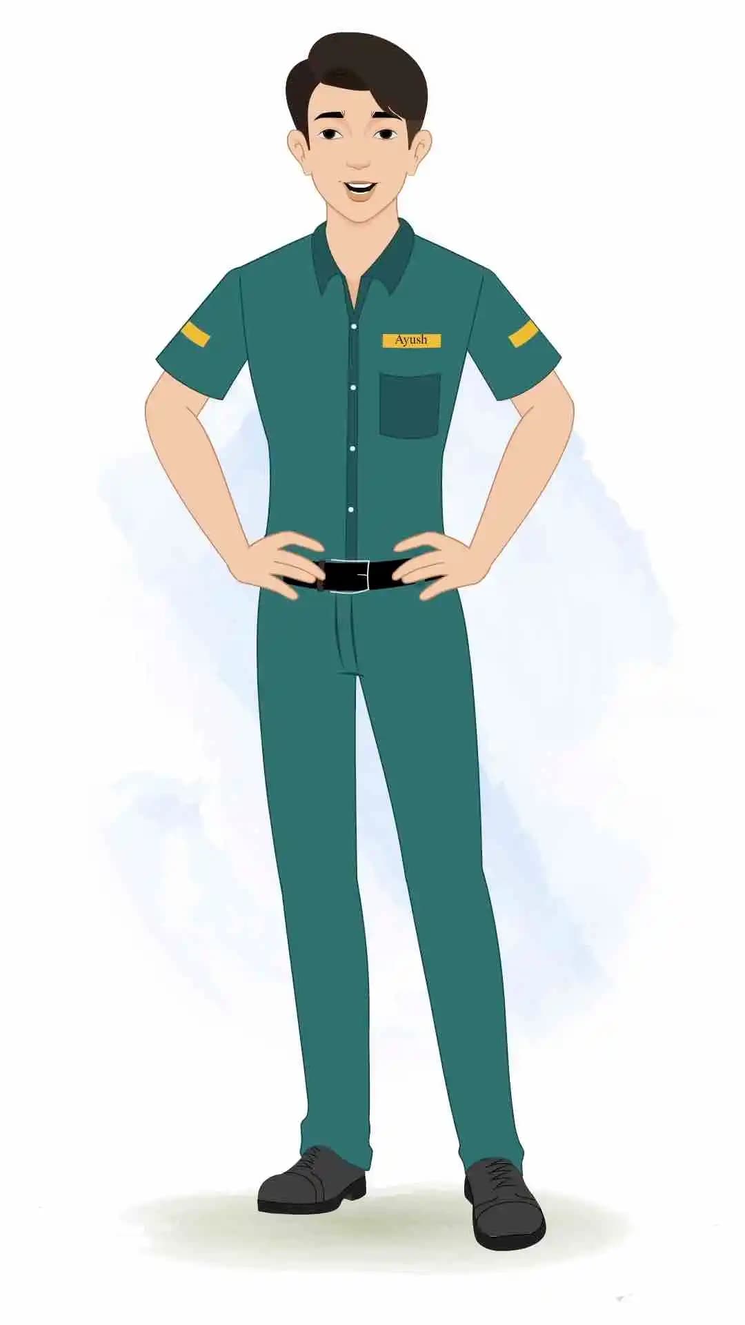 A paramedic man laughing pose animated cartoon character aka ben tennyson