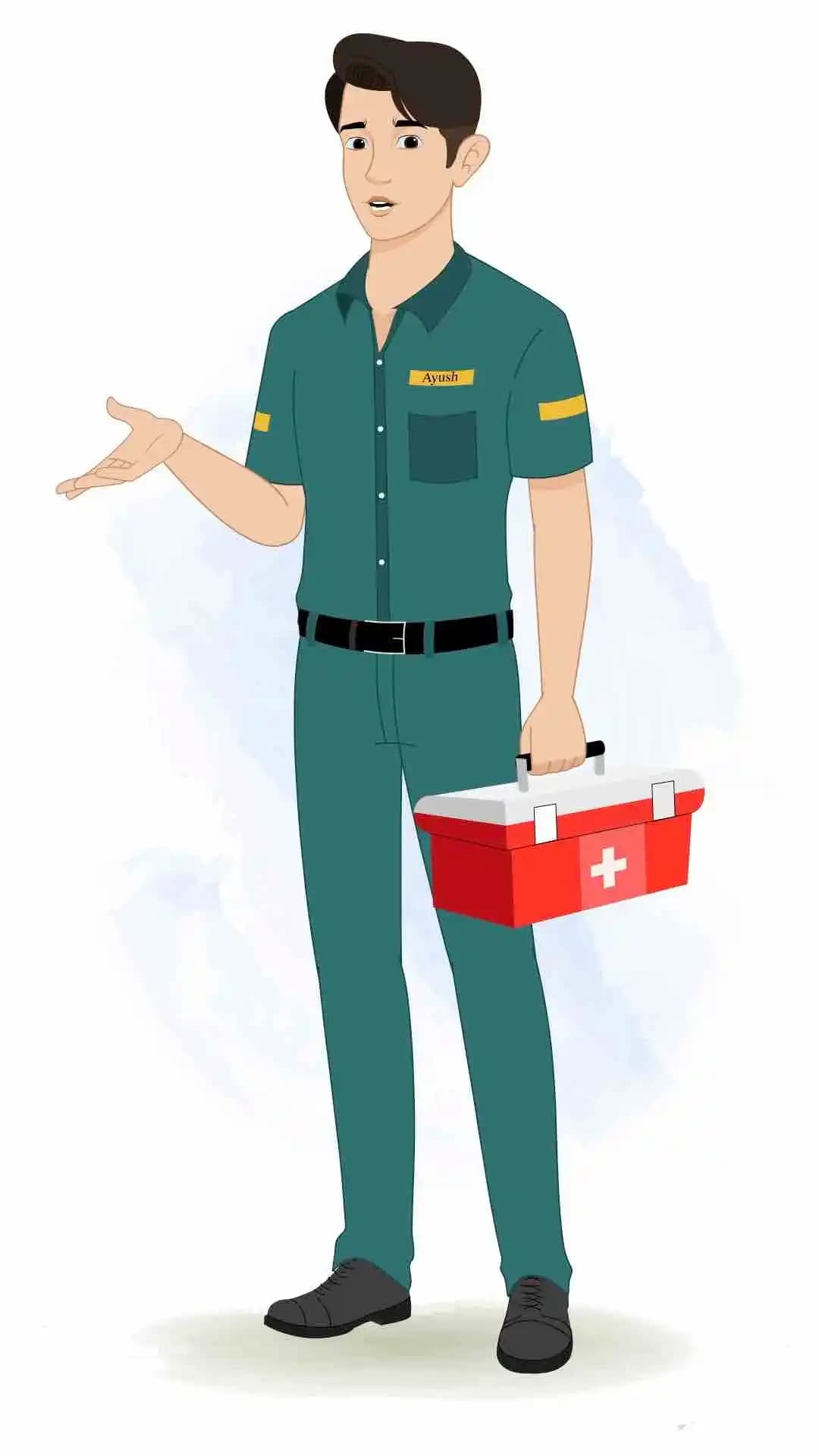 A paramedic man telling about medicine animated cartoon character aka ben tennyson