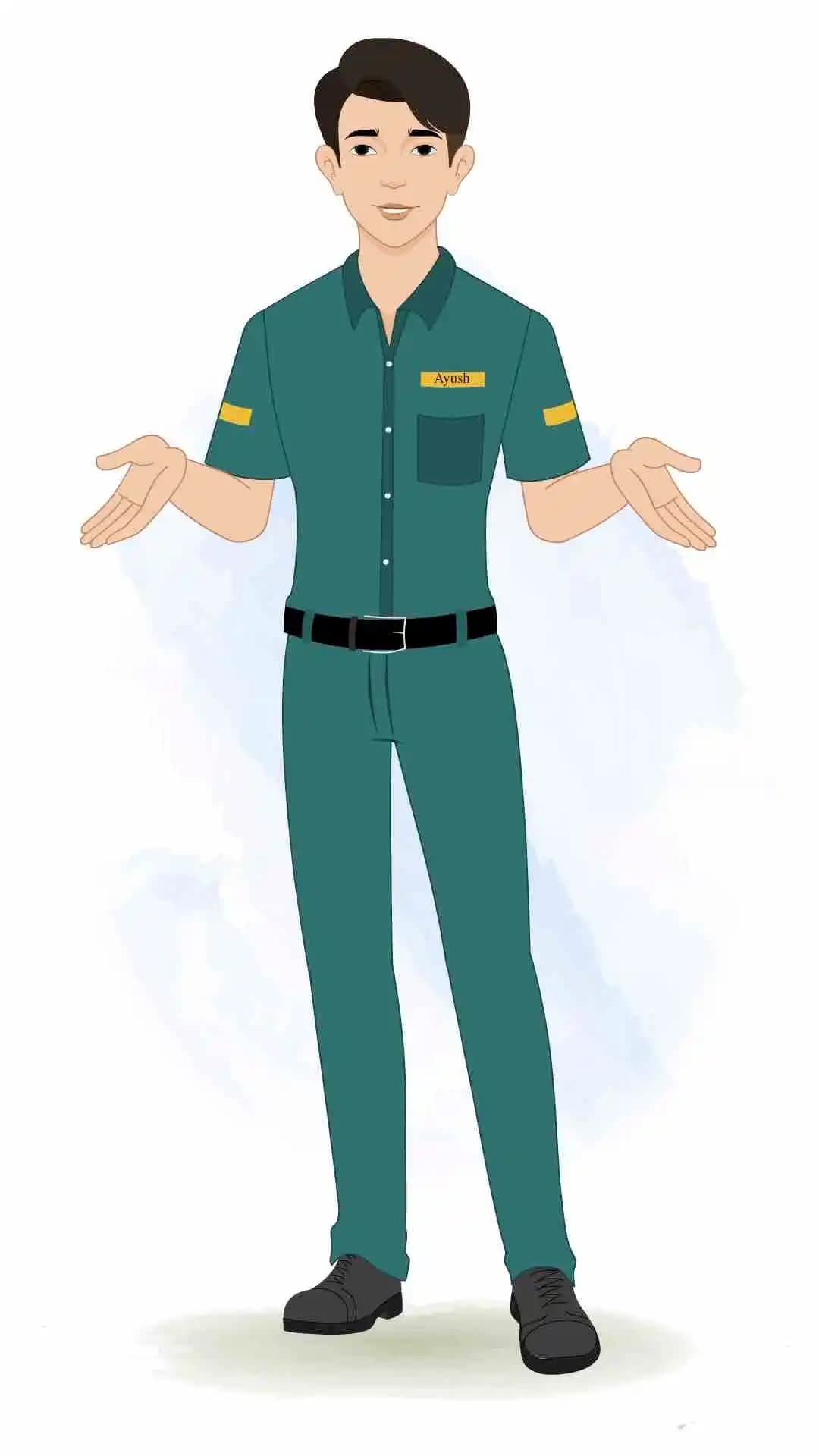 A paramedic man front talking pose animated cartoon character aka ben tennyson