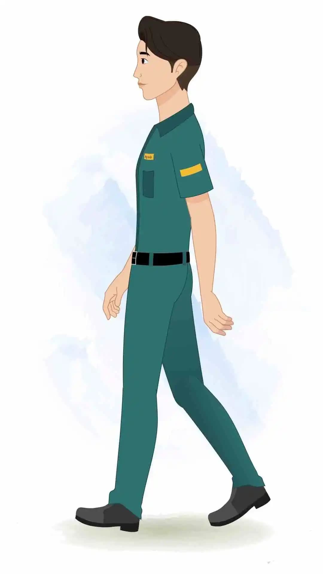 A paramedic man side walking animated cartoon character aka ben tennyson