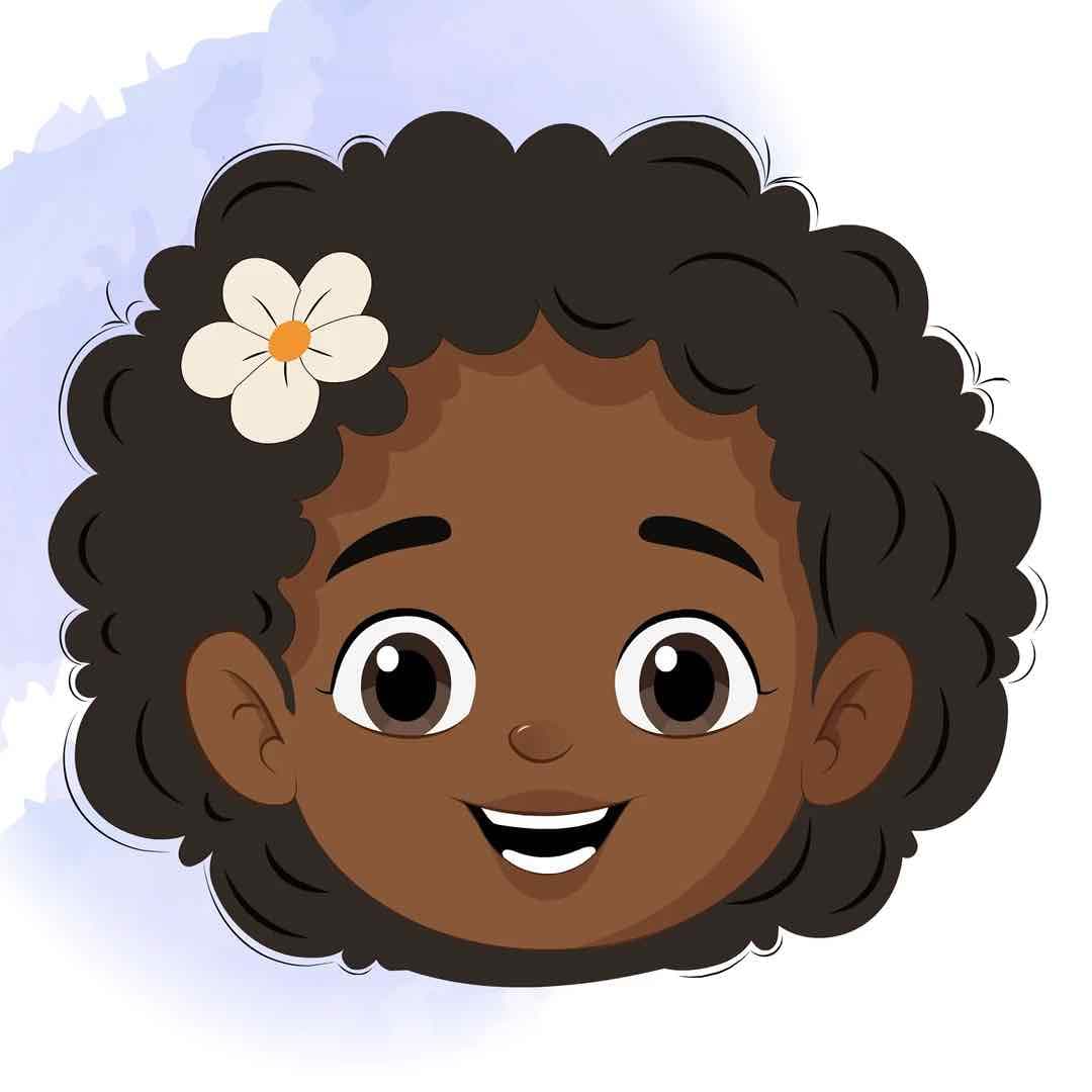 A little African girl face expression animated vector cartoon character AKA Naomi