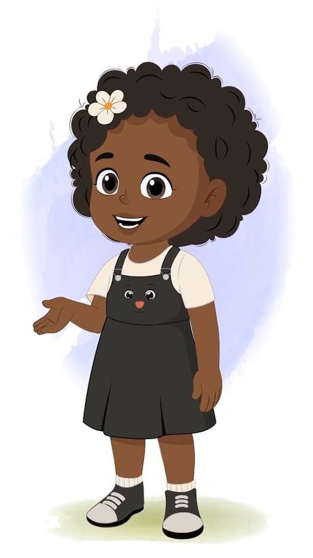 A little African girl talking animated vector cartoon character AKA Naomi