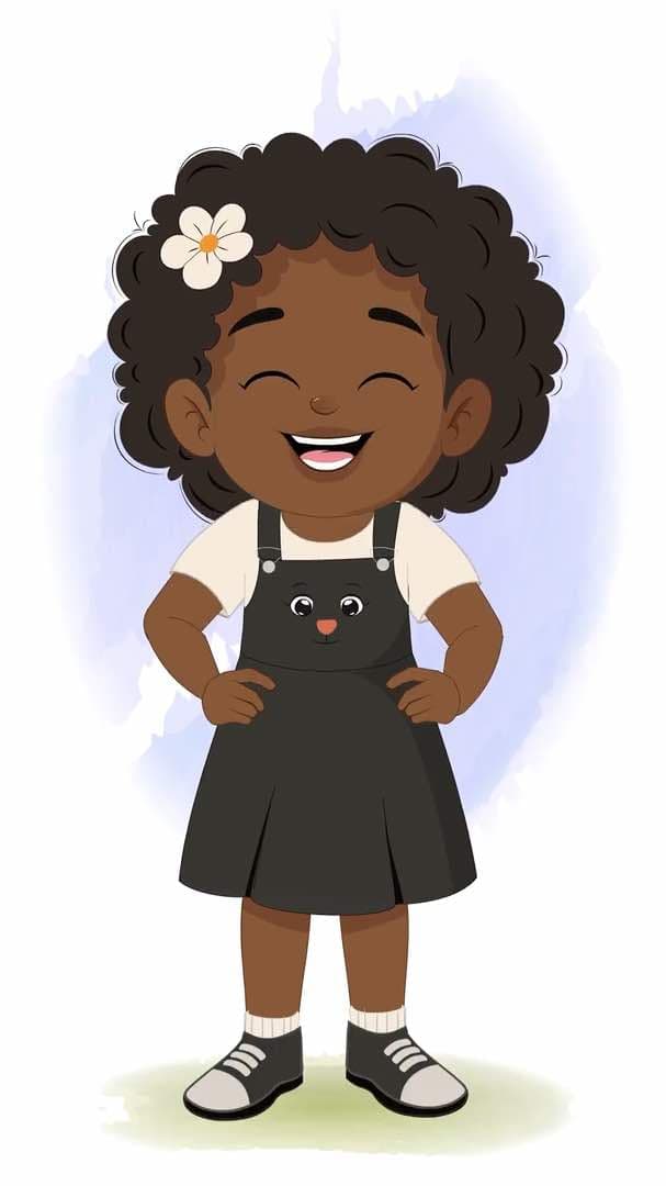 A little African girl laughing animated vector cartoon character