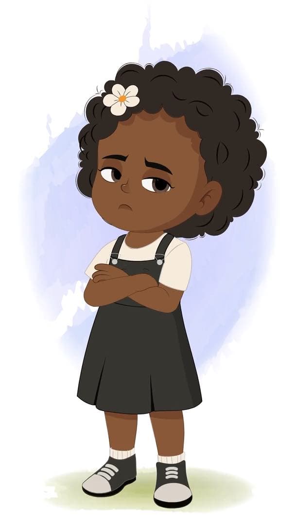 A little African annoyed girl animated vector cartoon character AKA Naomi