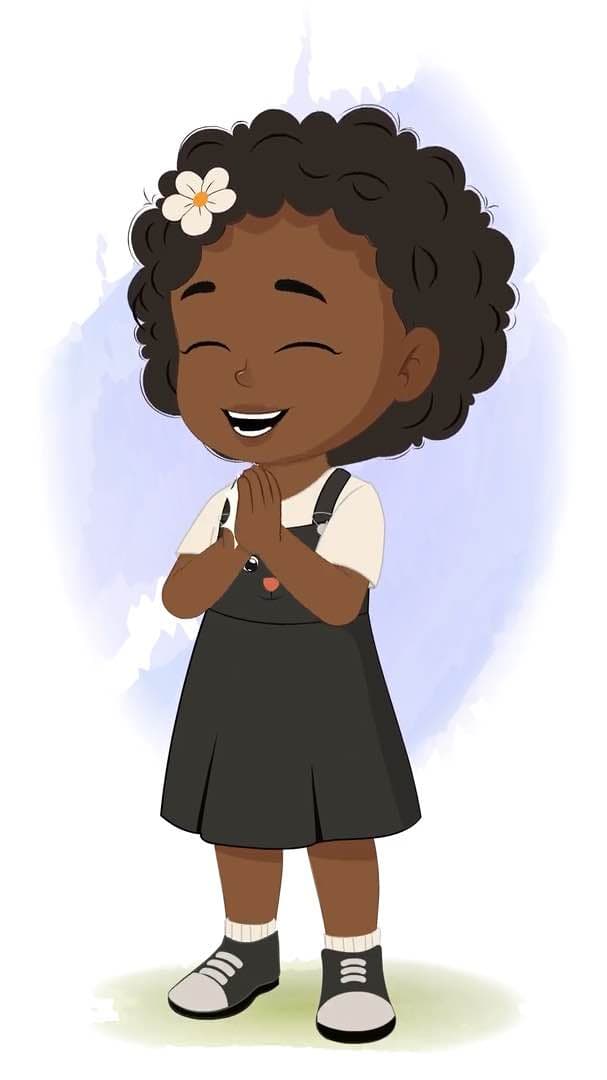 A little African girl clapping animated vector cartoon character AKA Naomi