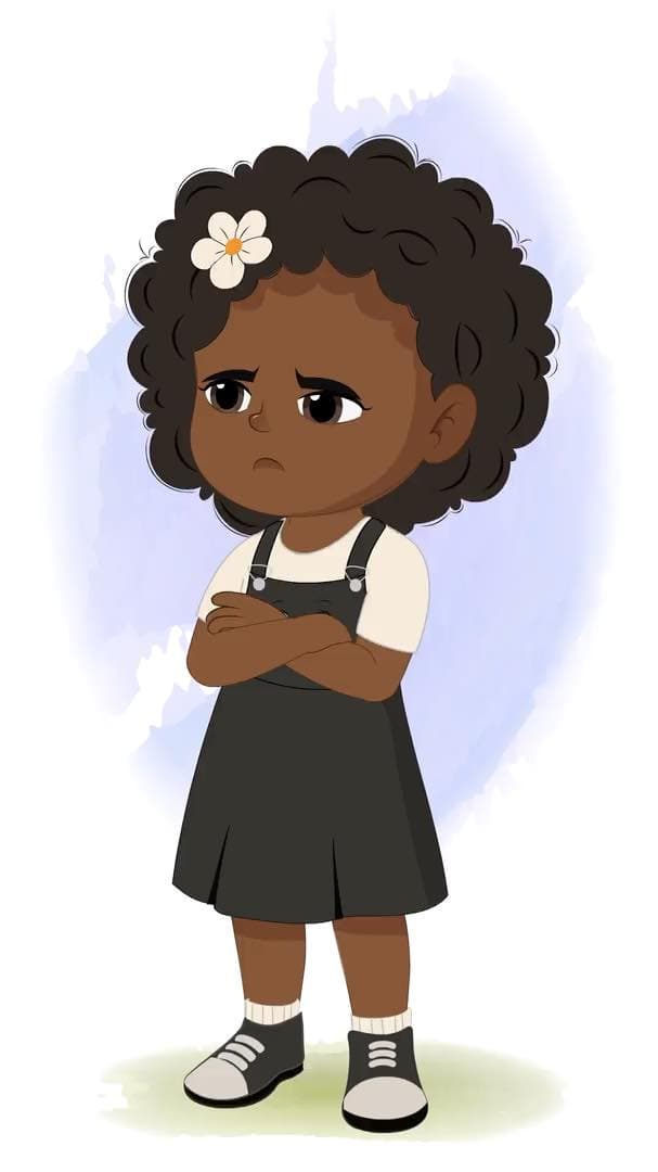 A little African angry girl animated vector cartoon character AKA Naomi