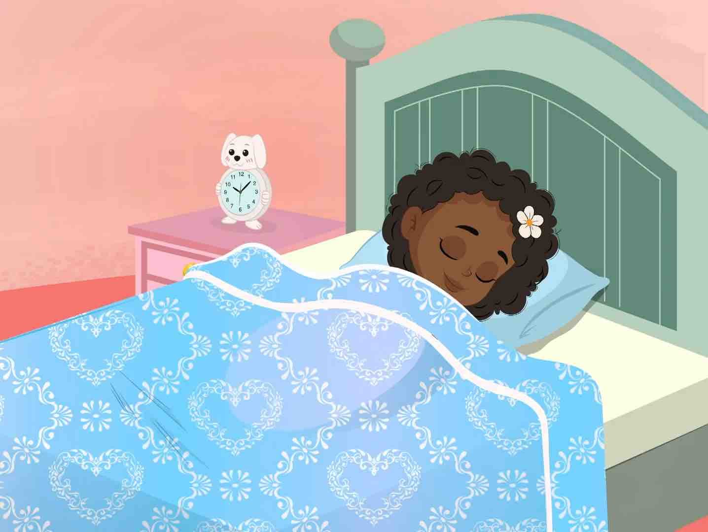 A little African girl sleeping animated vector cartoon character AKA Naomi
