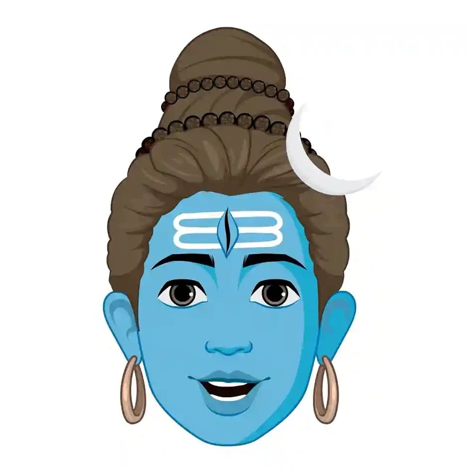 Vector model sheet showing Lord Shiva’s head in multiple facial expressions—calm, smiling, angry, surprised, meditative, playful—ready for lip‑sync animation and storytelling AKA lord Shiva