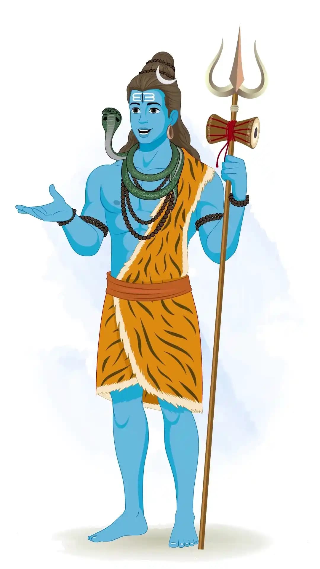 Lord Shiva Talking One Third Three Quarter view Animated Vector Cartoon Character