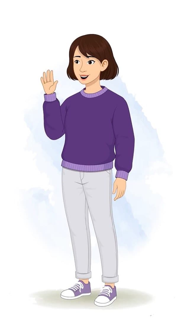 A pretty young girl saying hi animated vector cartoon character AKA Srishti