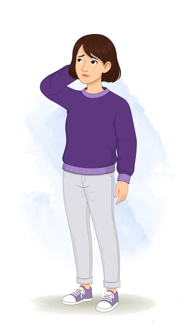 A confuse pretty young girl animated vector cartoon character AKA Srishti