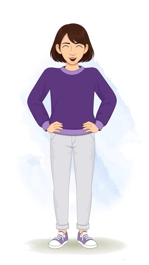 A laughing pretty young girl animated vector cartoon character AKA Srishti