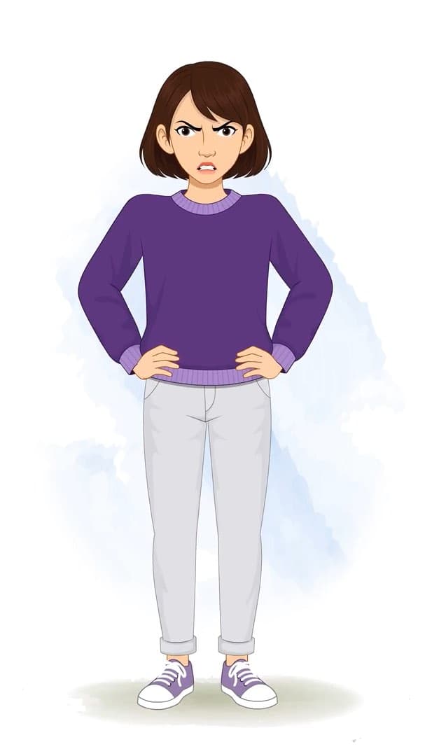 An angry pretty young girl animated vector cartoon character AKA Srishti