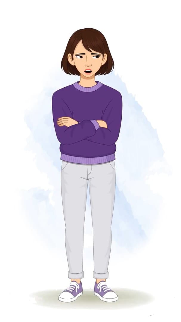 An annoyed pretty young girl animated vector cartoon character AKA Srishti