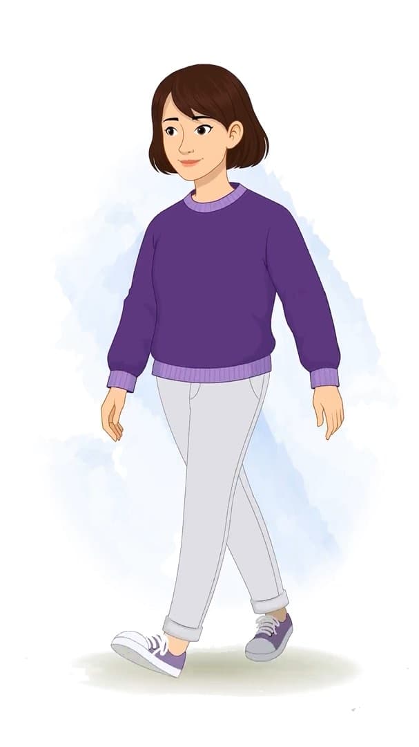 A pretty young girl walking animated cartoon character vector AKA Srishti