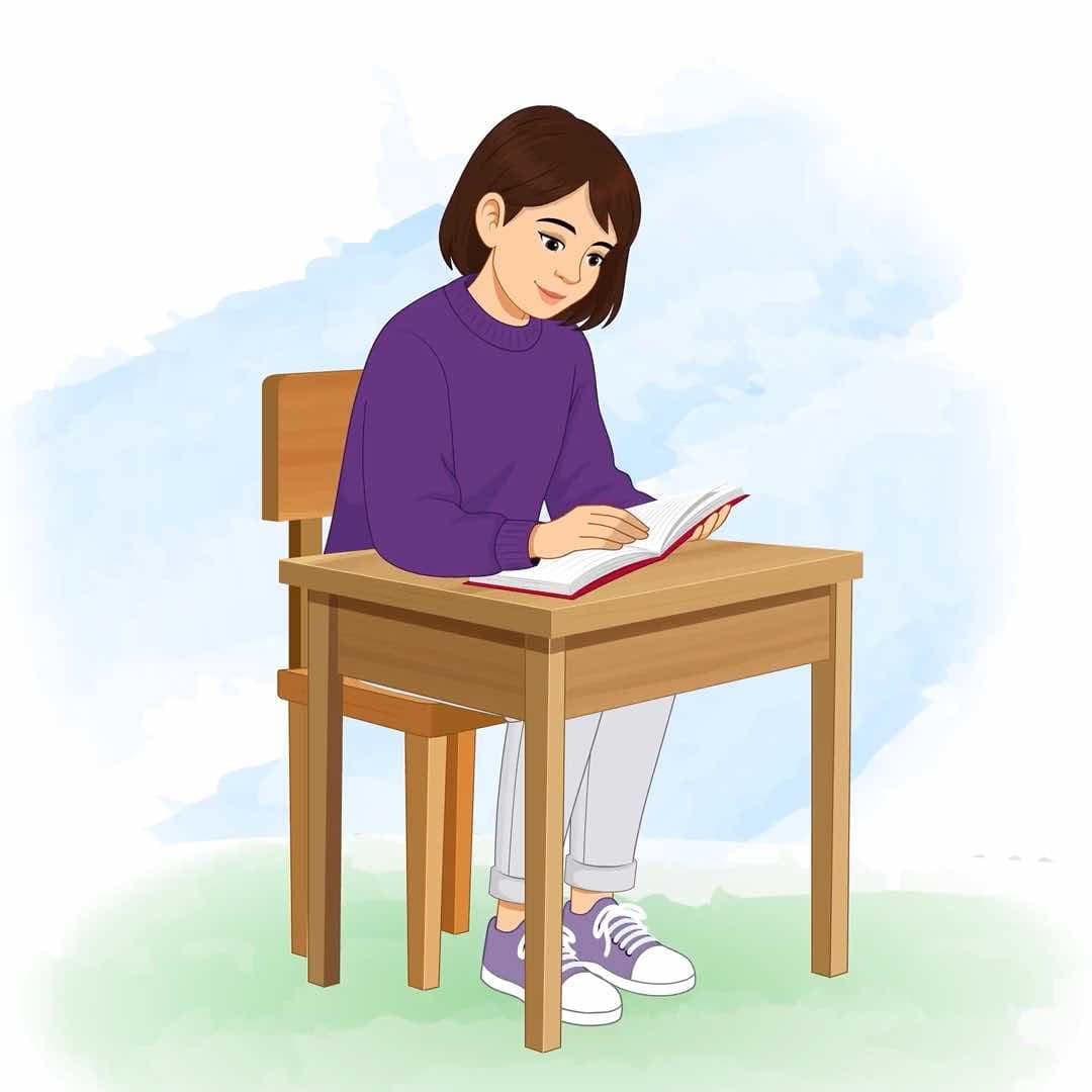 A pretty young girl reading book animated vector cartoon character AKA Srishti