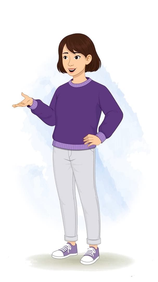 A pretty young girl talking animated vector cartoon character AKA Srishti