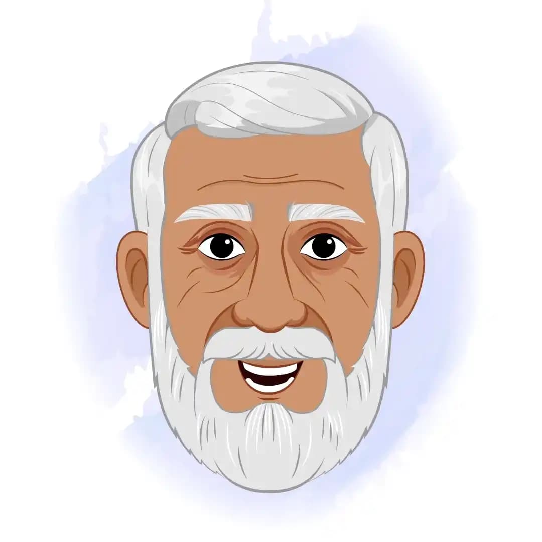 An Indian elder man face expression animated vector cartoon character AKA Ramgopal
