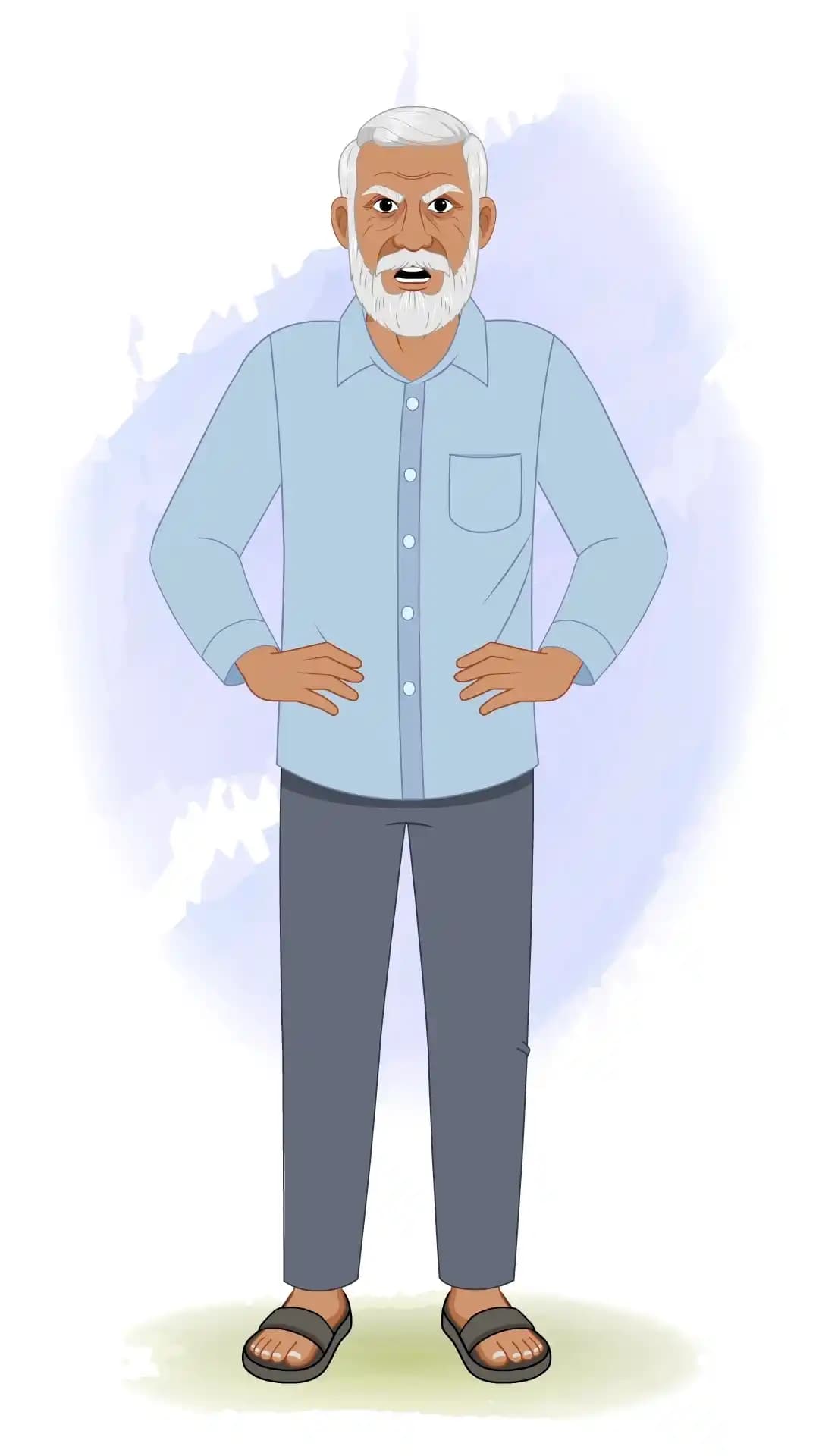An Indian elder man angry animated vector cartoon character AKA Ramgopal