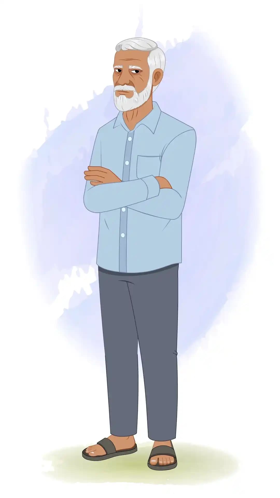 An Indian elder man annoyed animated vector cartoon character AKA Ramgopal