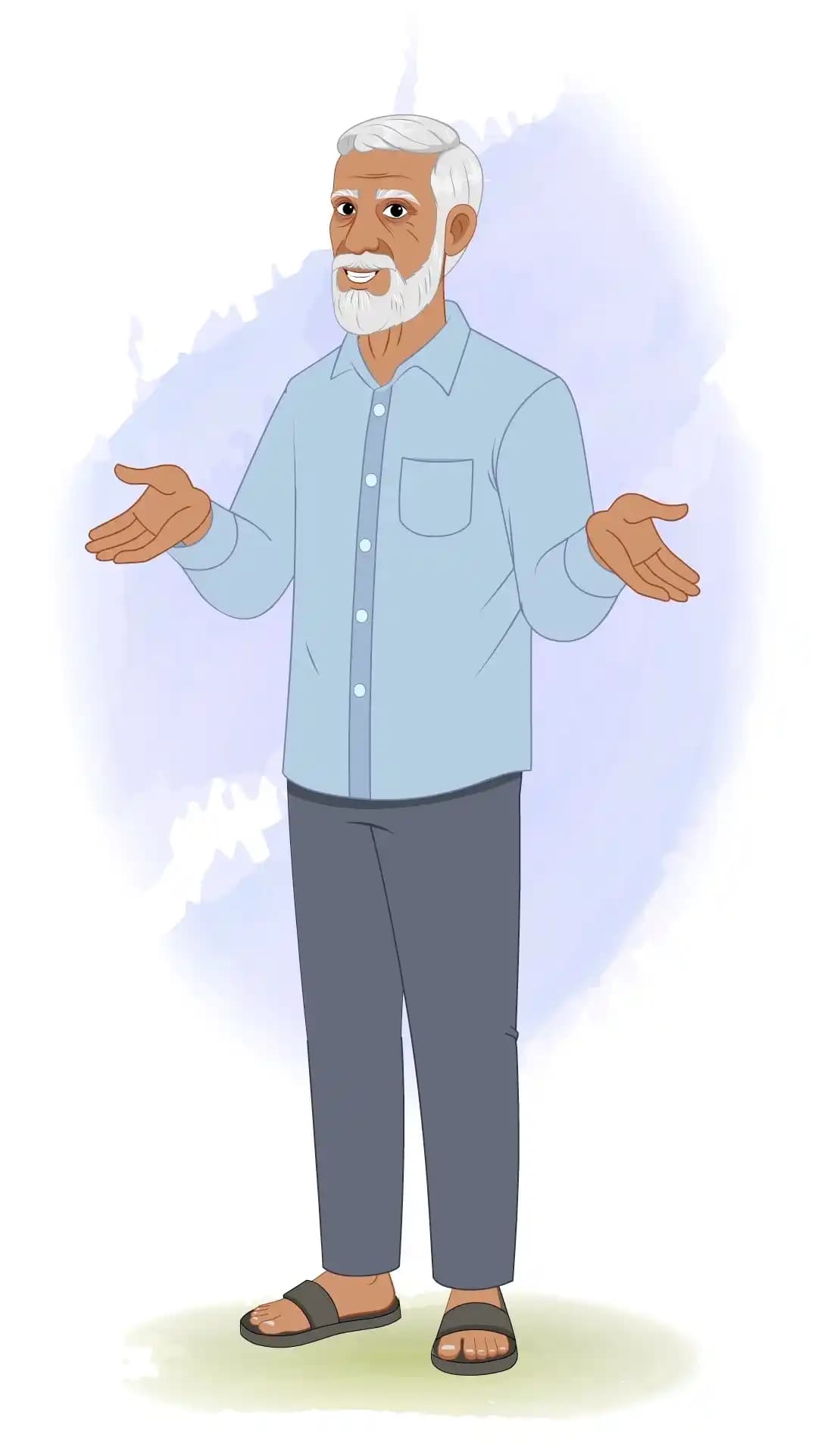 An Indian elder man talking animated character cartoon vector AKA Ramgopal