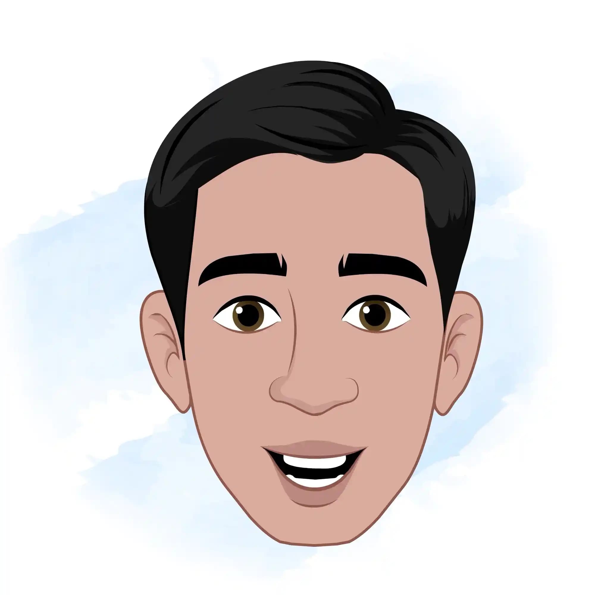 A single illustration file showing an Indian poor man character in traditional dhoti and vest demonstrating seven distinct facial expressions—talking (neutral), angry, frightened, annoyed, sad, confused, and laughing—in a consistent front-view style AKA Ram charan