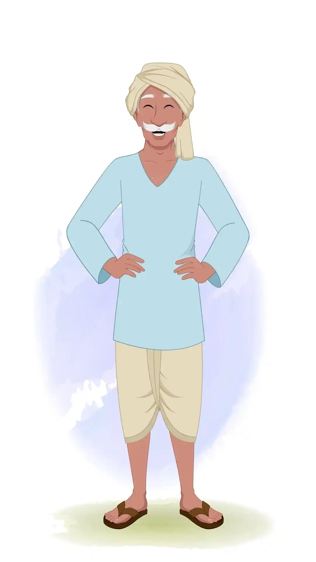 An Indian Old Man Laughing Animated Vector Cartoon Character AKA Ram prasad