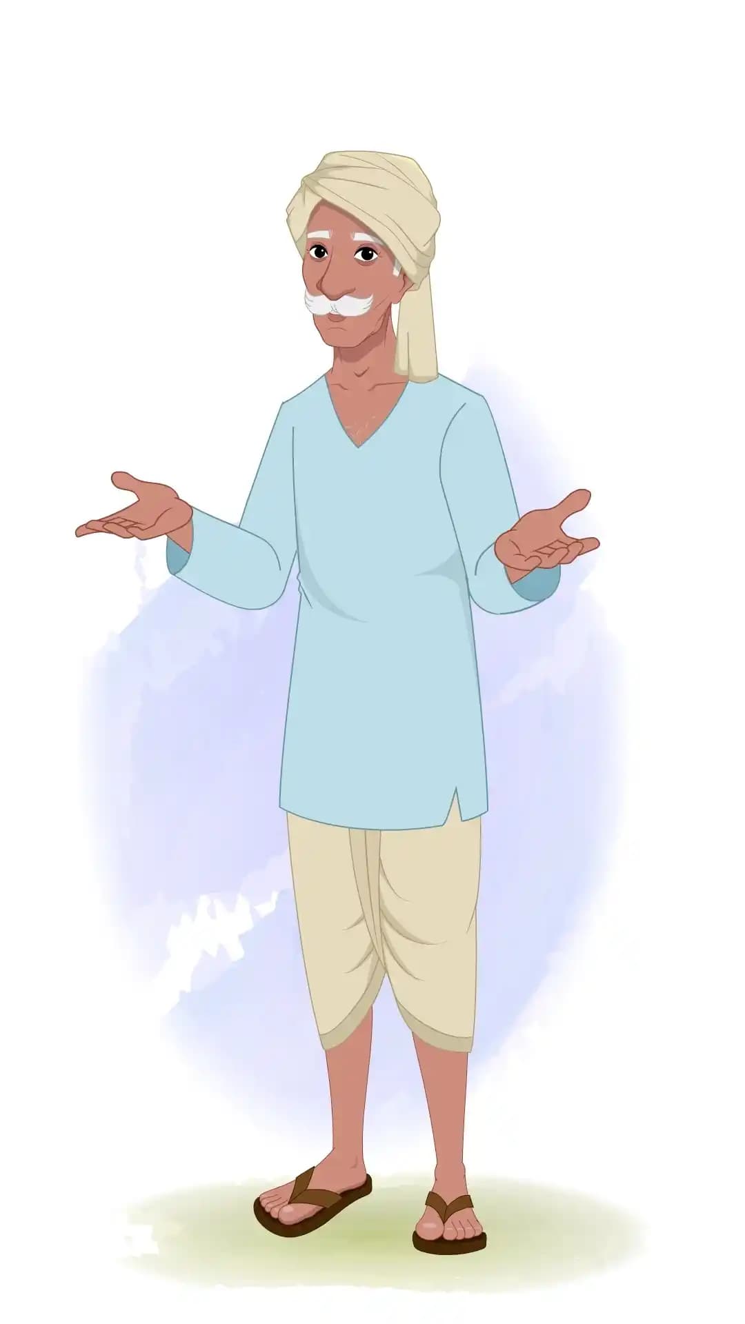 An Indian Old Poor Man One Third Talking Animated vector Cartoon Character AKA Ram prasad