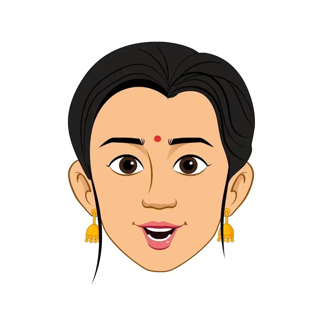 A young Indian woman face expression animated vector cartoon character AKA Sapna