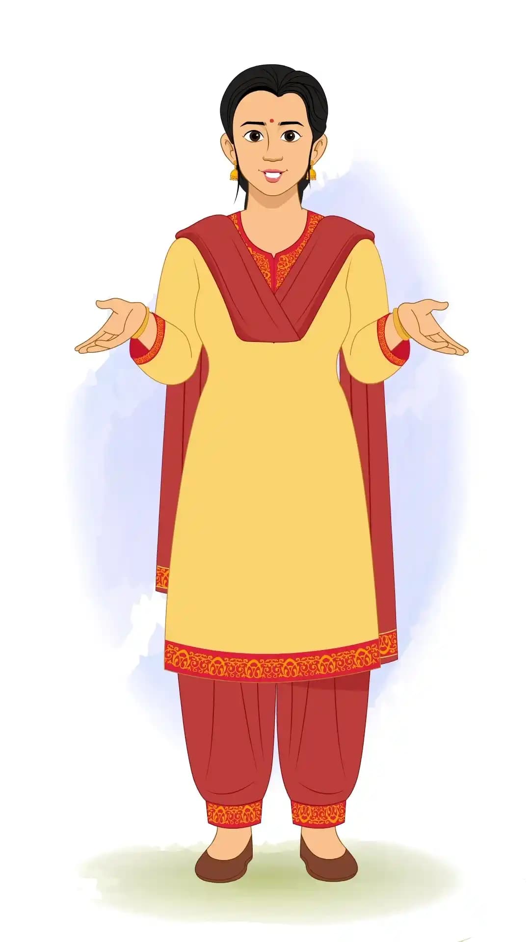 A young Indian woman talking animated character cartoon vector AKA Sapna