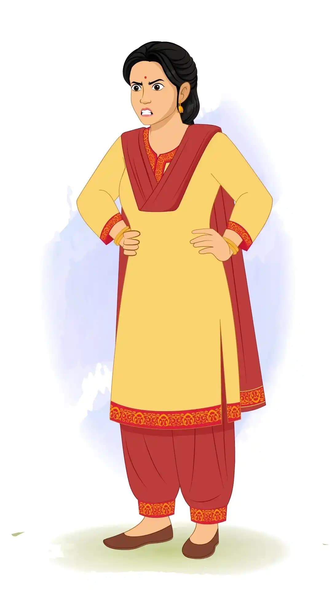 A young Indian angry woman animated character cartoon vector AKA sapna