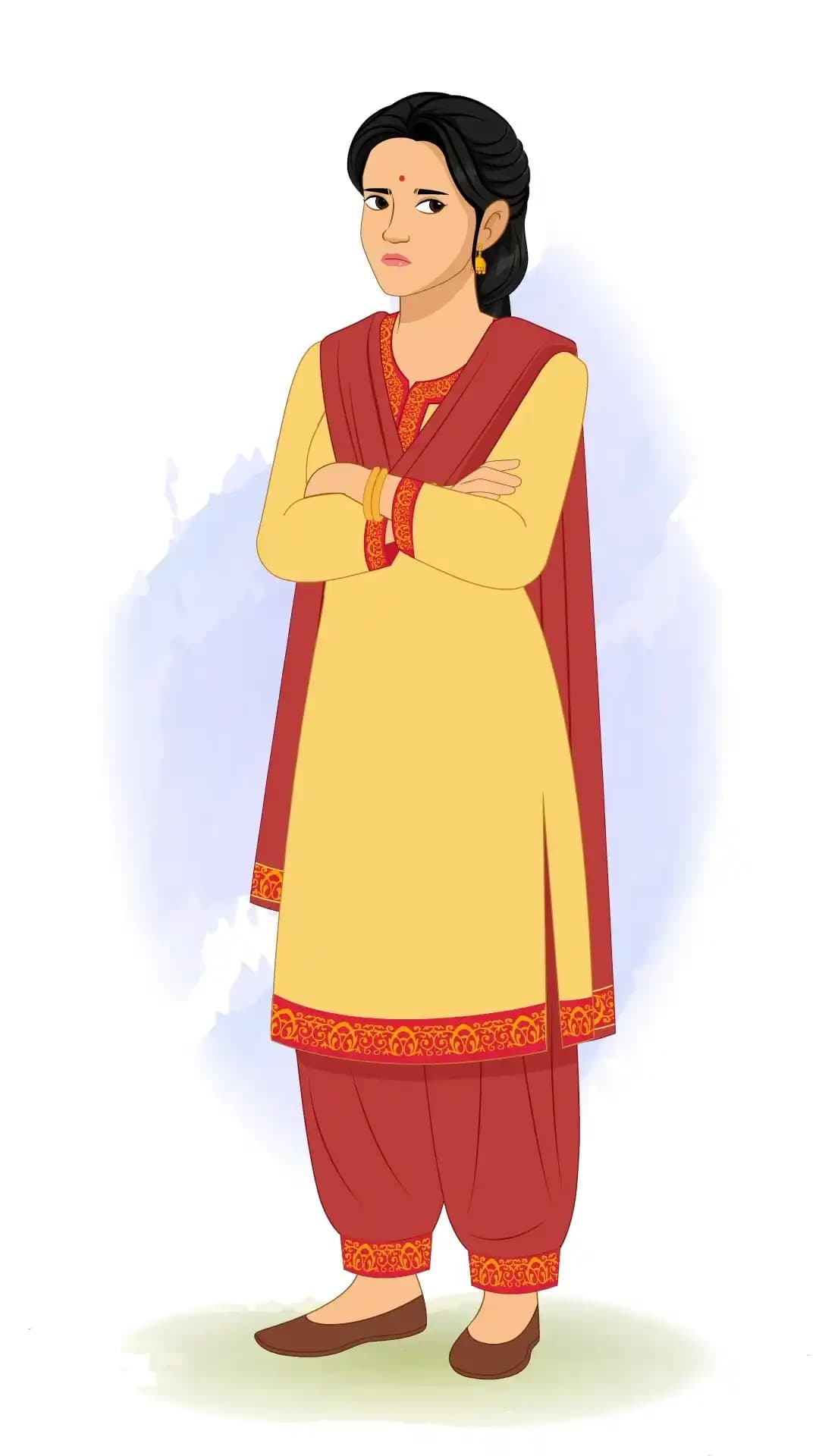 A young Indian annoyed woman animated character cartoon vector AKA Sapna