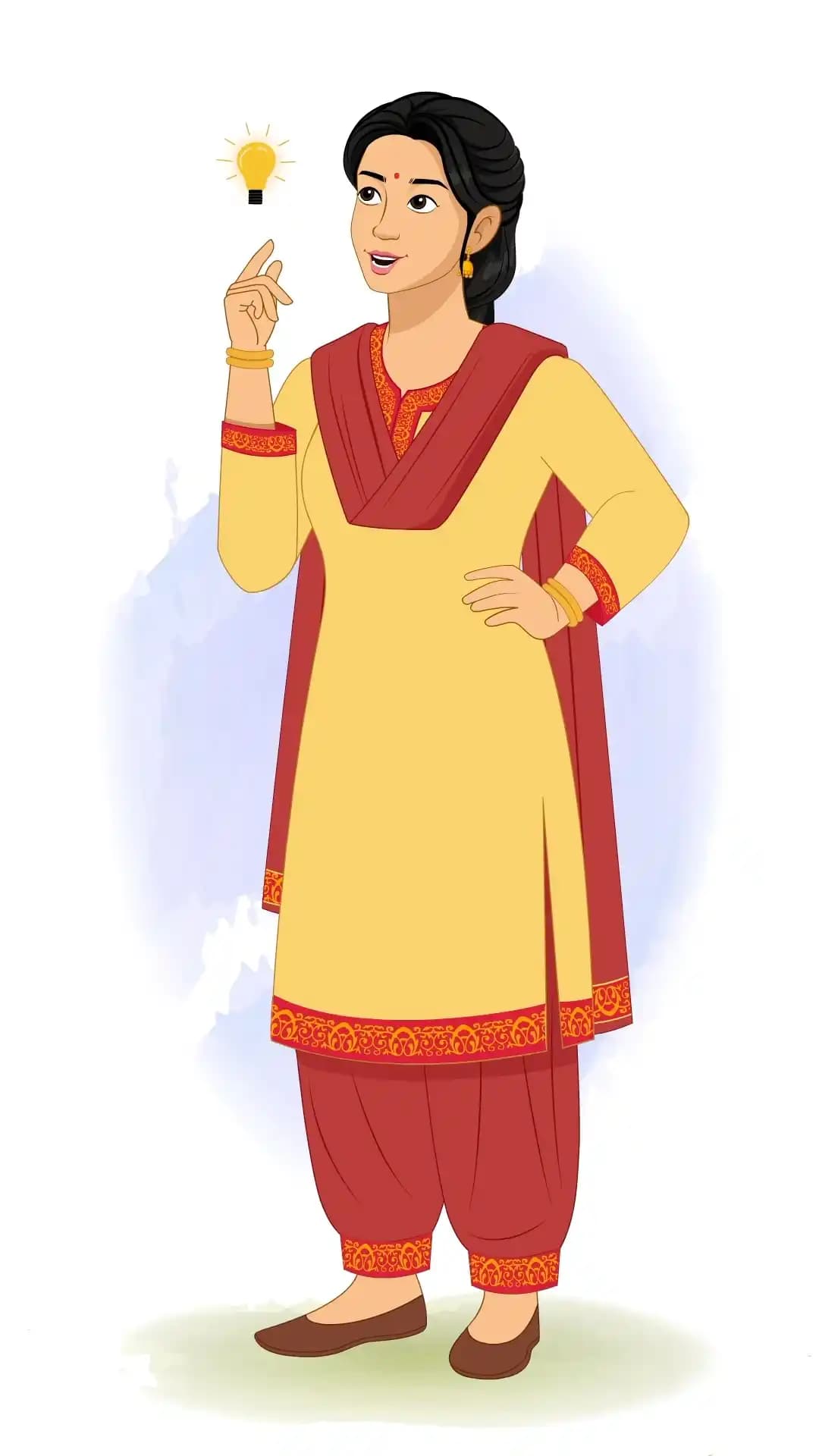 A young Indian woman thinking animated character cartoon vector AKA Sapna