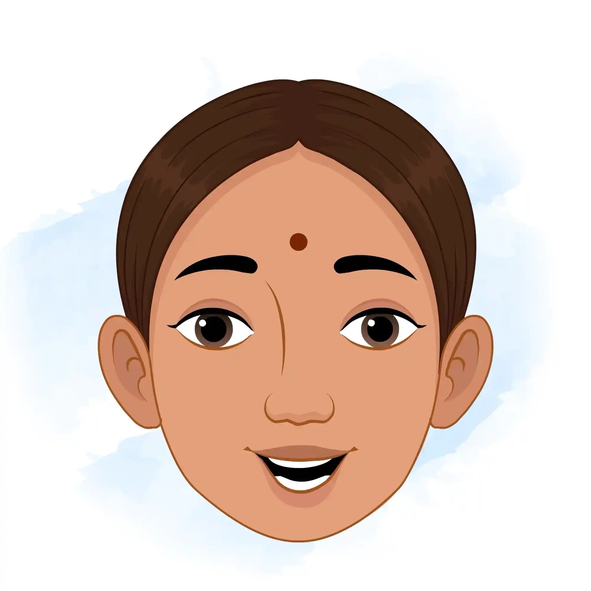 An Indian Palace Maid Facial Expression Animated Vector Cartoon Character AKA Bhagwati