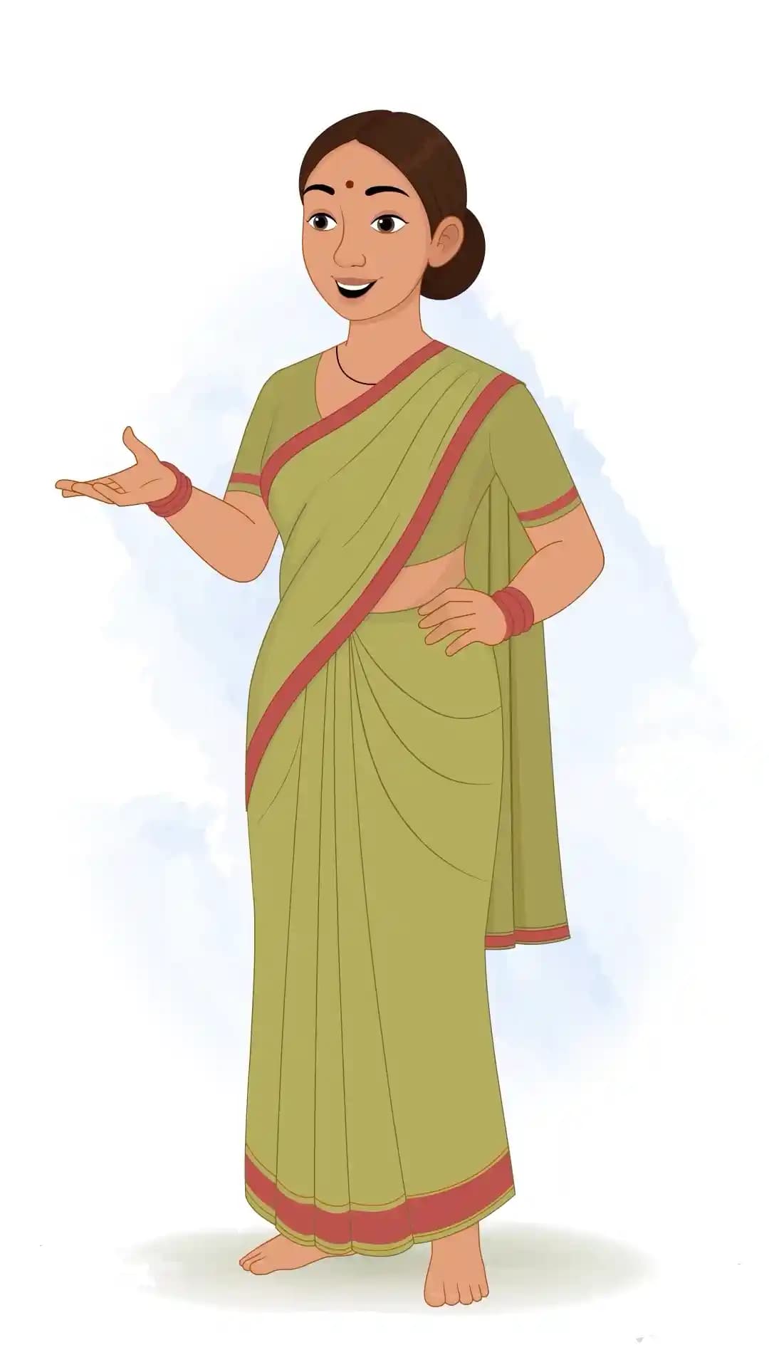 An Indian Palace Maid One Third Talking Animated Vector Cartoon Character AKA Bhagwati