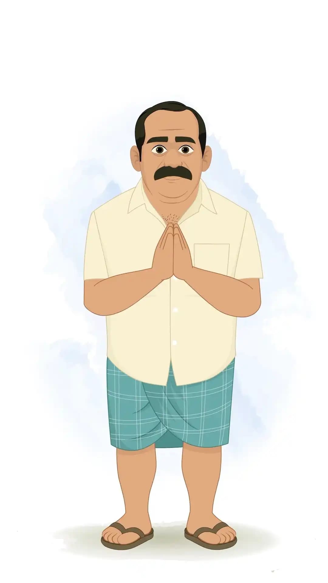 An Indian Man Namaste Greeting Animated Vector Cartoon Character AKA Himmat Singh