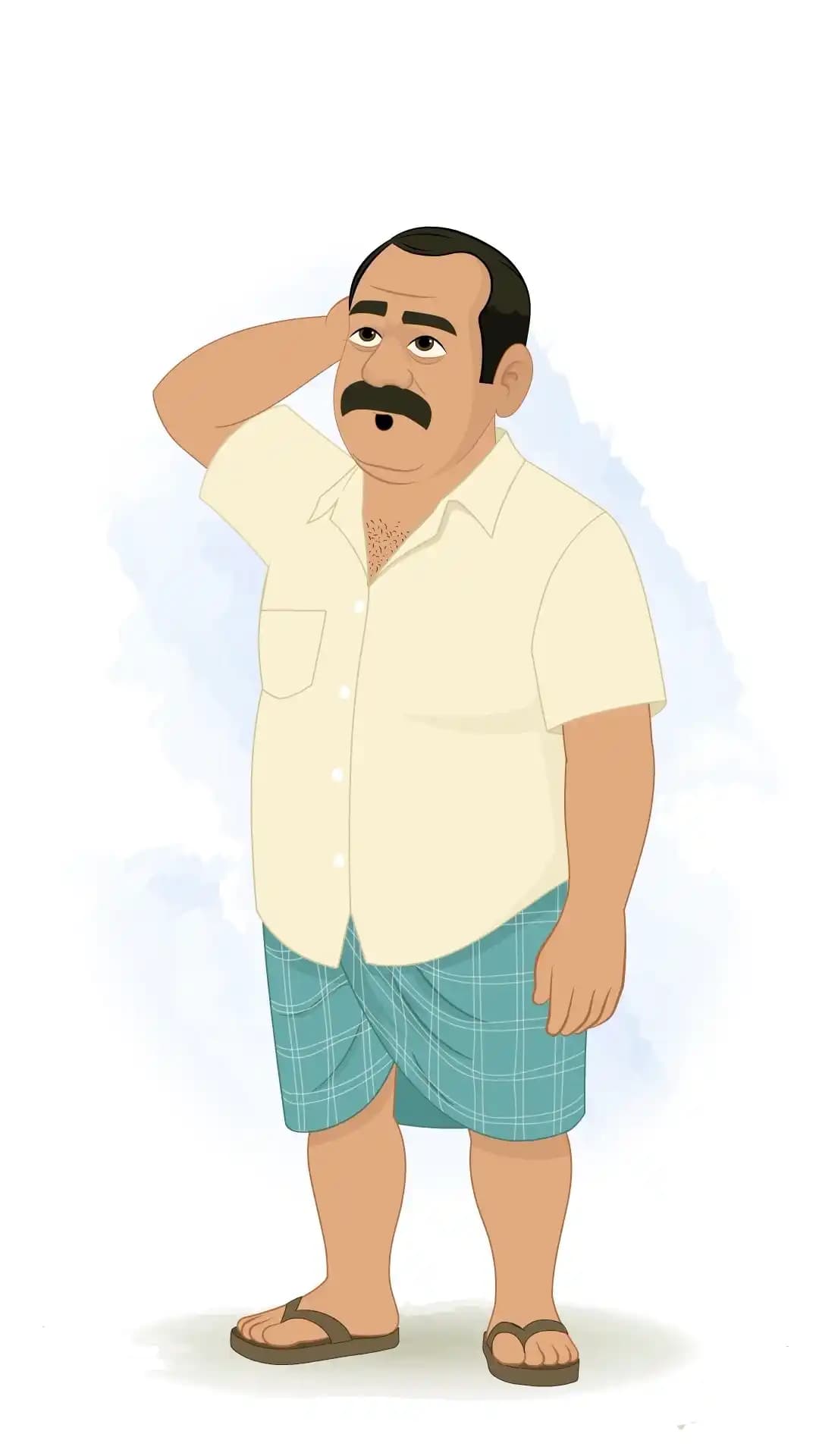 An Indian Man One Third Annoyed Animated Vector Cartoon Character AKA Himmat singh
