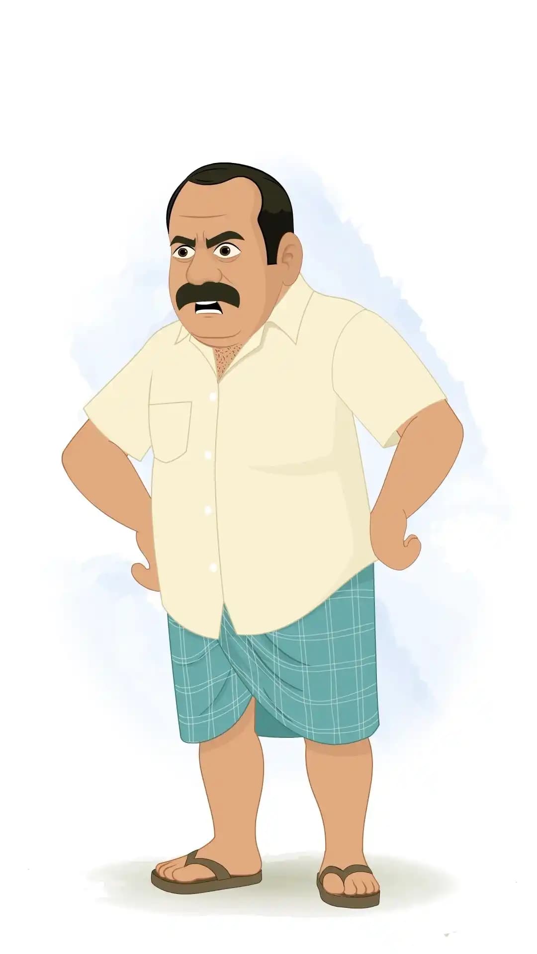 An Indian Man One Third Angry Animated Vector Cartoon Character AKA Himmat singh