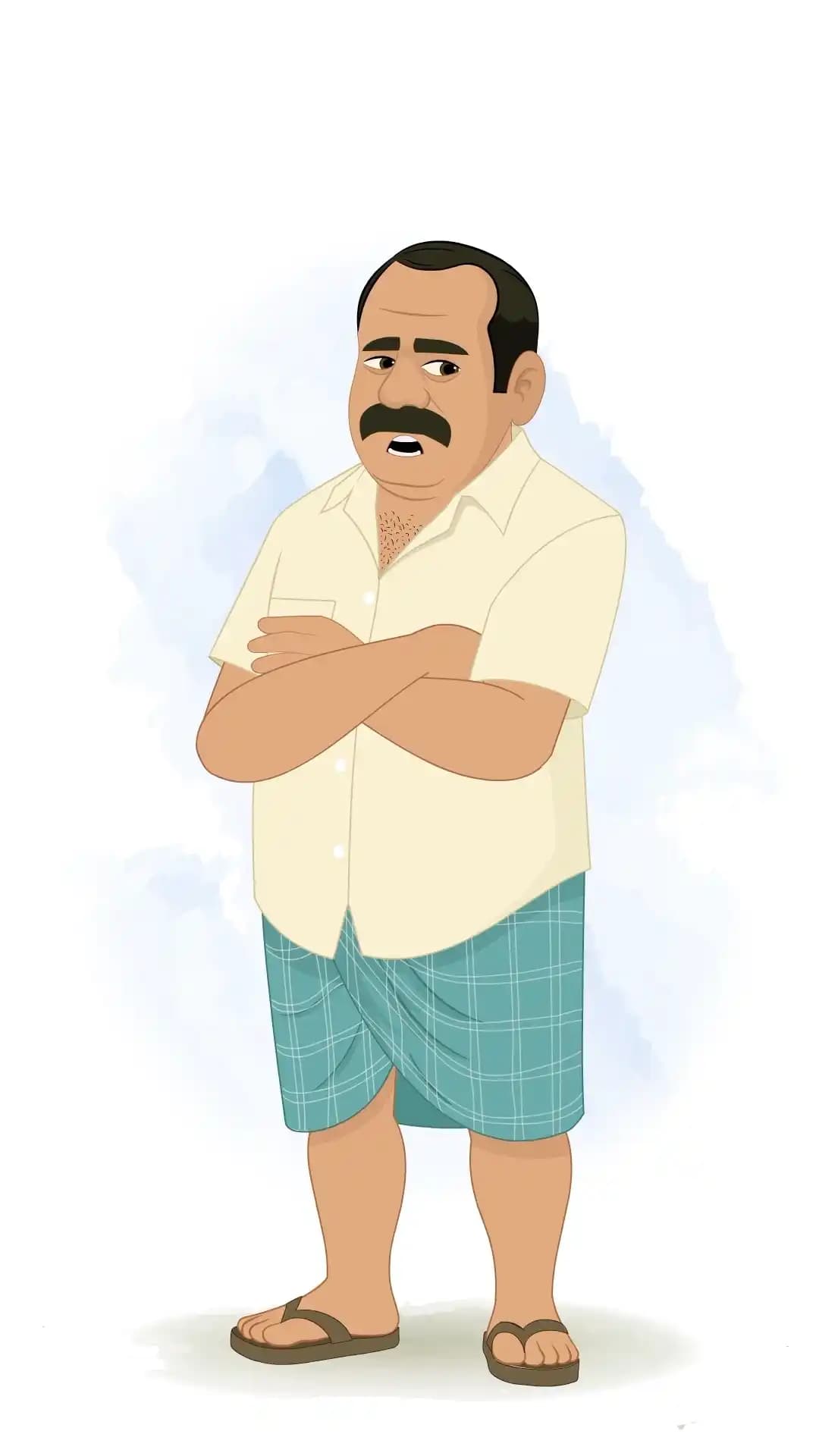 An Indian Man One Third Annoyed Animated Vector Cartoon Character AKA Himmat singh