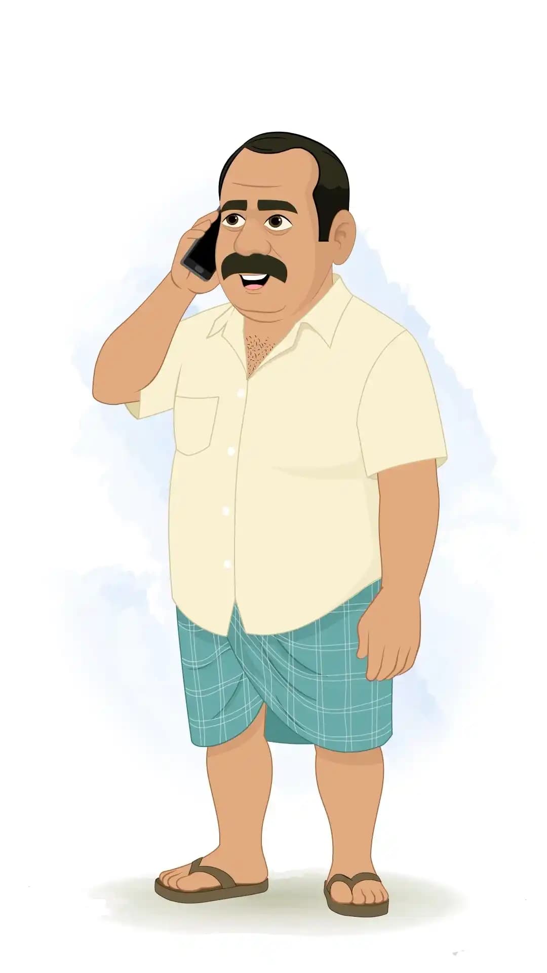 An Indian Man Talking On Mobile Phone Animated Vector Cartoon Character AKA Himmat Singh