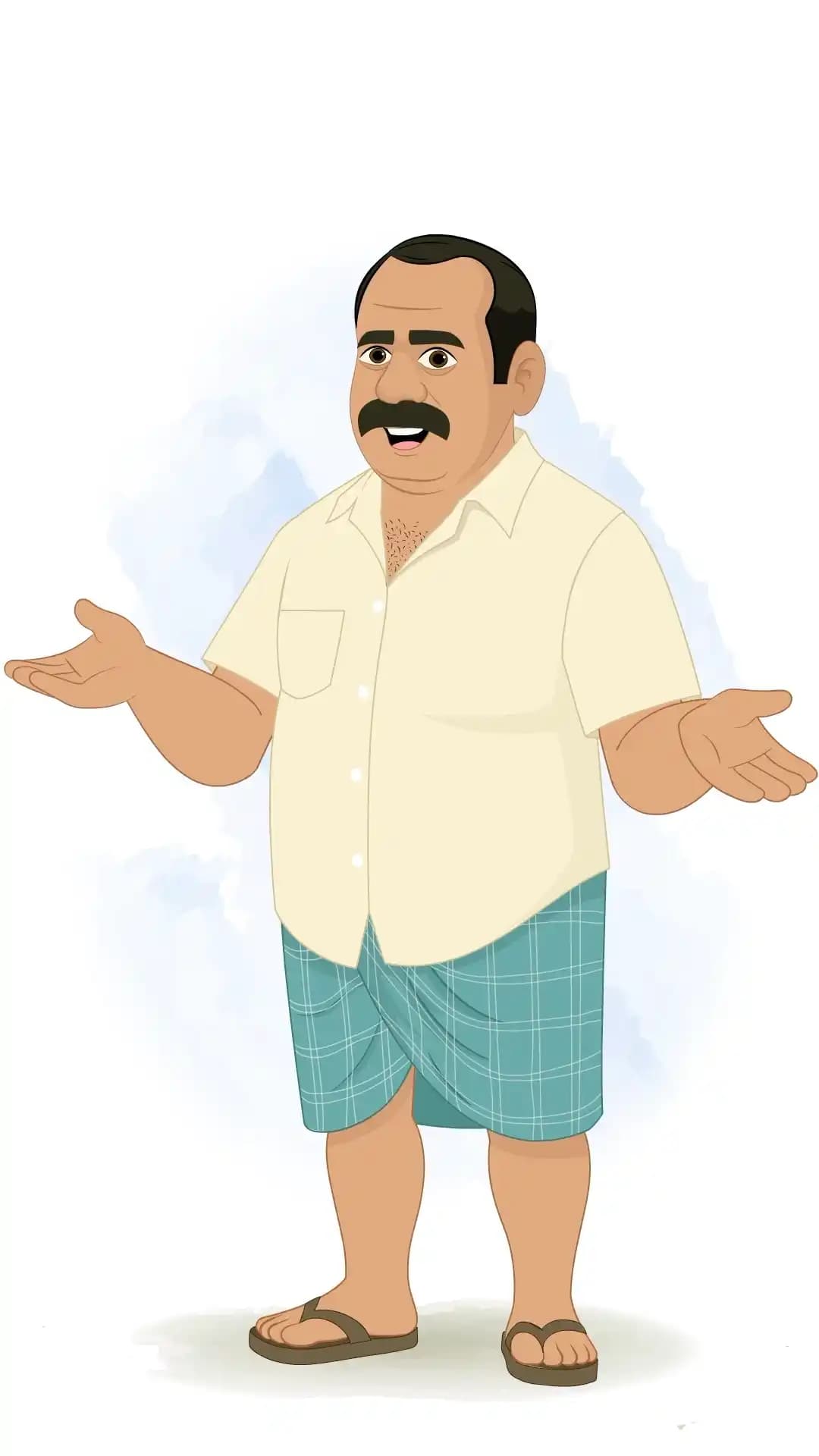 An Indian Man One Third Talk Animated Vector Cartoon Character AKA Himmat Singh