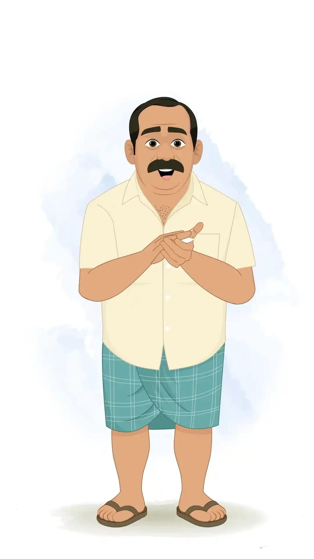 An Indian Man Clapping Animated Vector Cartoon Character AKA Himmat Singh